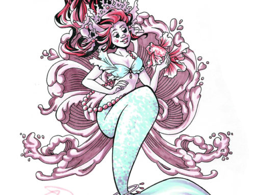 Mermaid Nouveau – with Free Printable Coloring Page!