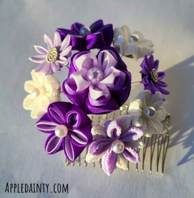 Purple Plum Blossom Kanzashi Set - Image 3