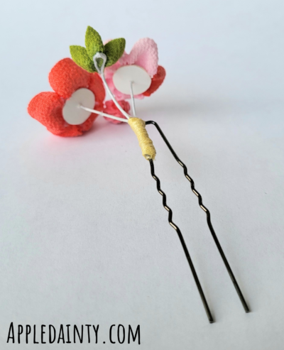 Peachy Pink Plum Blossom Hair Pin - Image 2