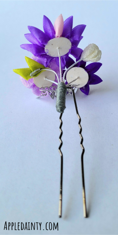 Purple Plum and Chrysanthemum Hair Pin - Image 3