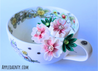 Small Two-tone Cherry Blossom Hair Pin 1 - Image 2