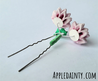 Small Two-Tone Camellia Hair Pin - Image 3