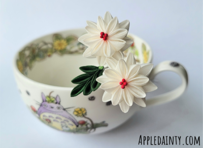 Small White Camellia Hair Pin - Image 2