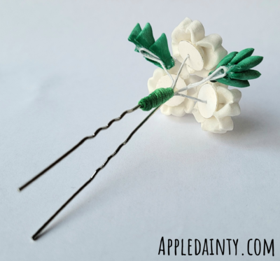 Small White Cherry Blossom Hair Pin 2 - Image 3